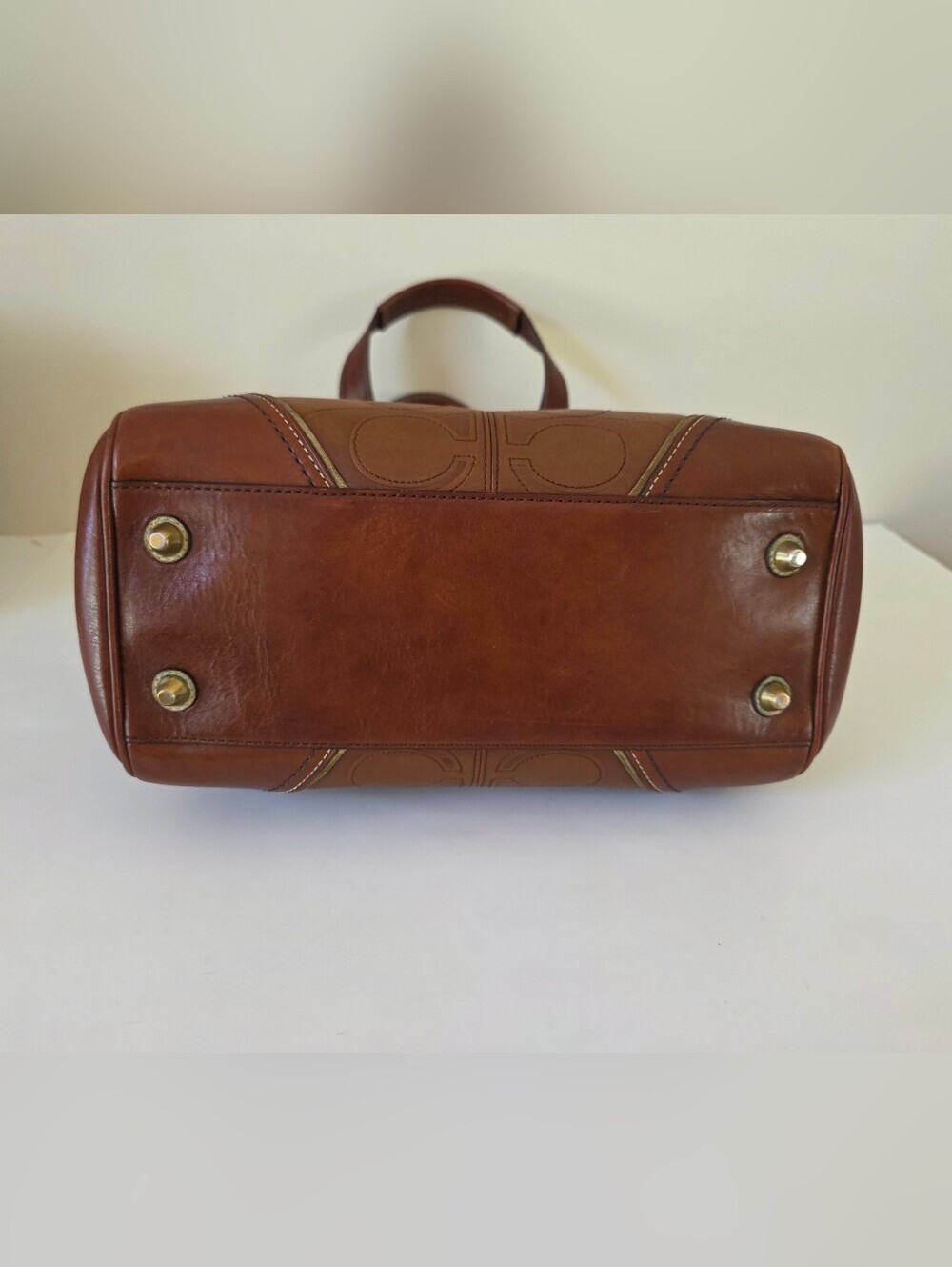 Vintage Hamptons Legacy Horsebit Tote & Wallet Set Cognac Embossed Leather Y2K - Picture 9 of 16